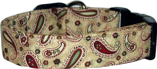 Tan Victorian Paisley Handmade Dog Collar